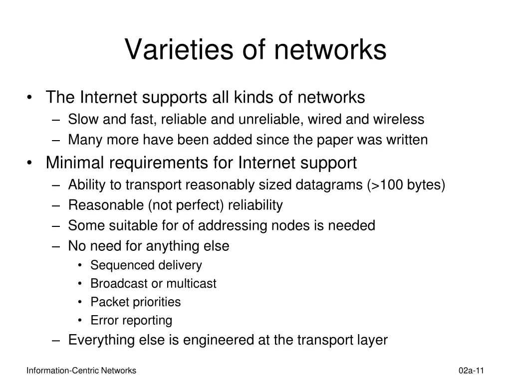 varieties of networks