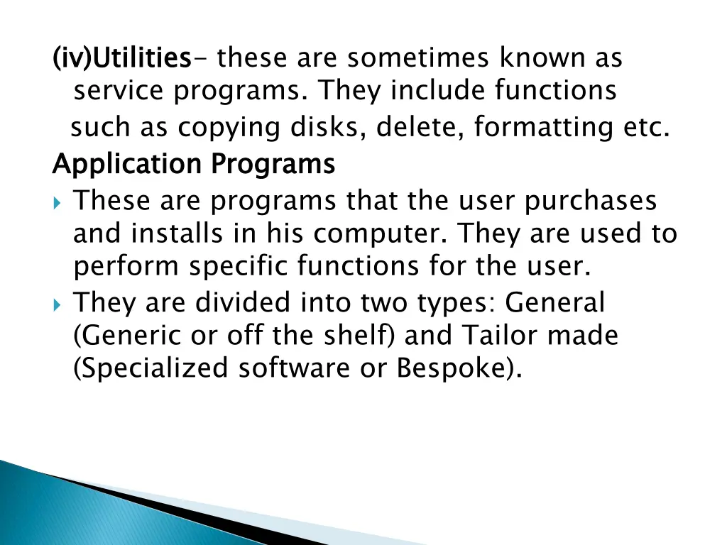 iv utilities service programs they include
