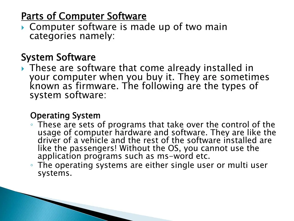 parts of computer software computer software