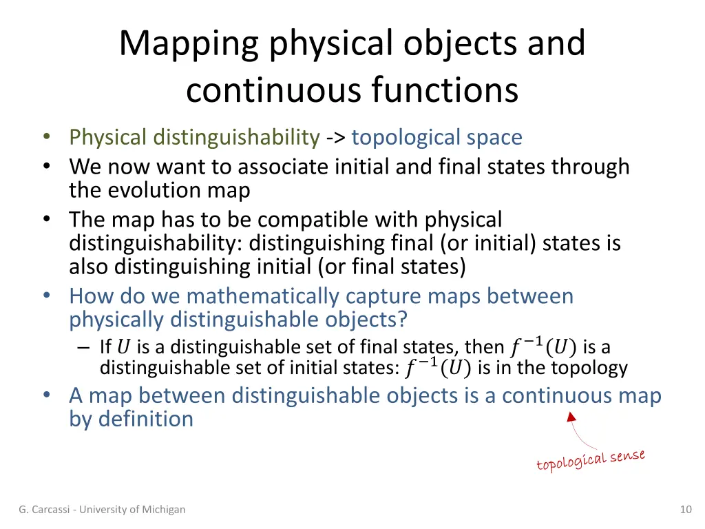 mapping physical objects and continuous functions
