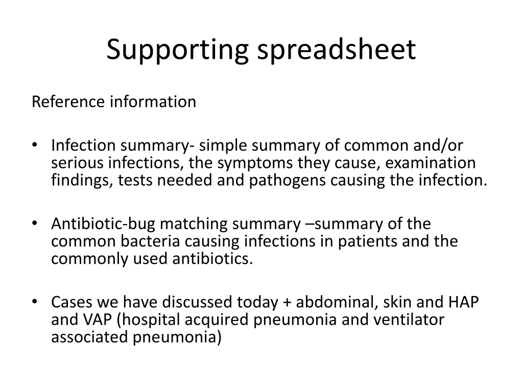 supporting spreadsheet 1