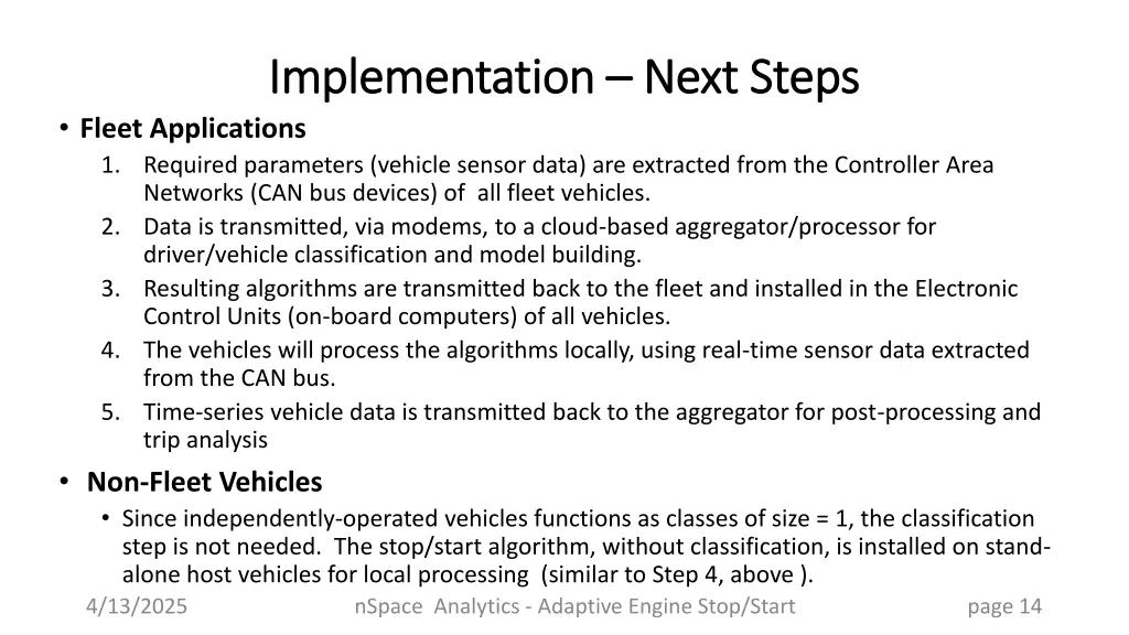implementation implementation next steps fleet