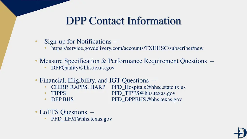 dpp contact information