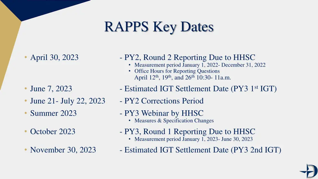 rapps key dates