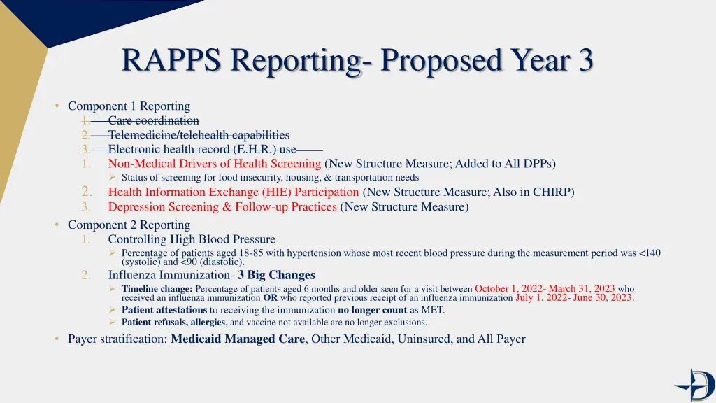 rapps reporting proposed year 3