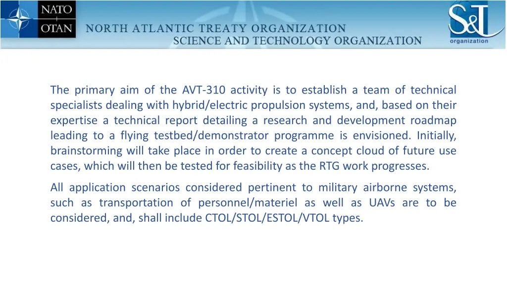 the primary aim of the avt 310 activity