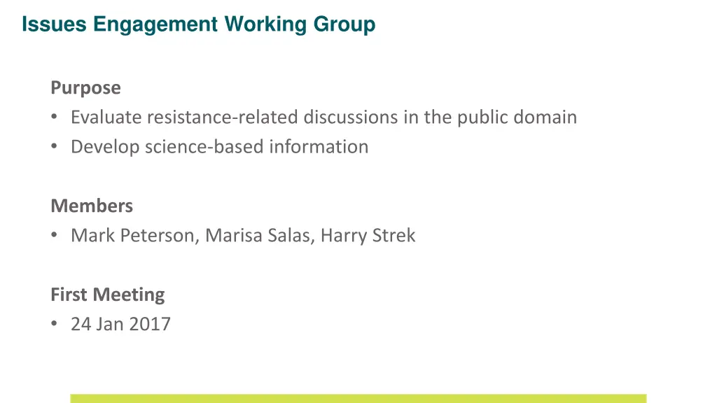issues engagement working group