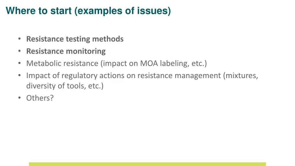 where to start examples of issues