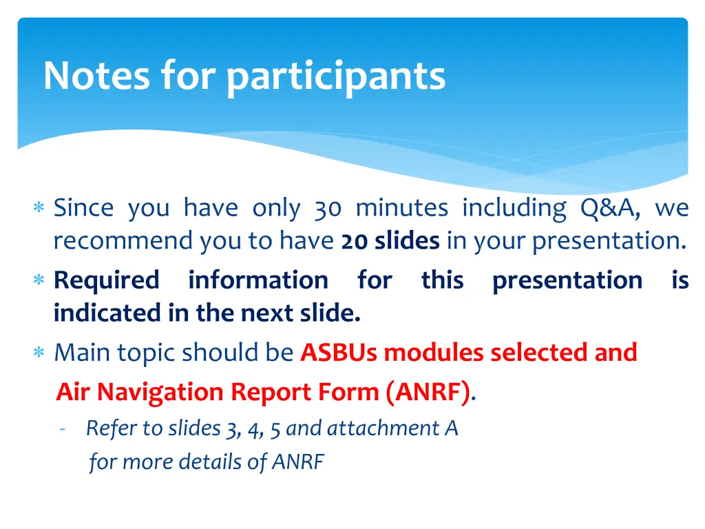 notes for participants