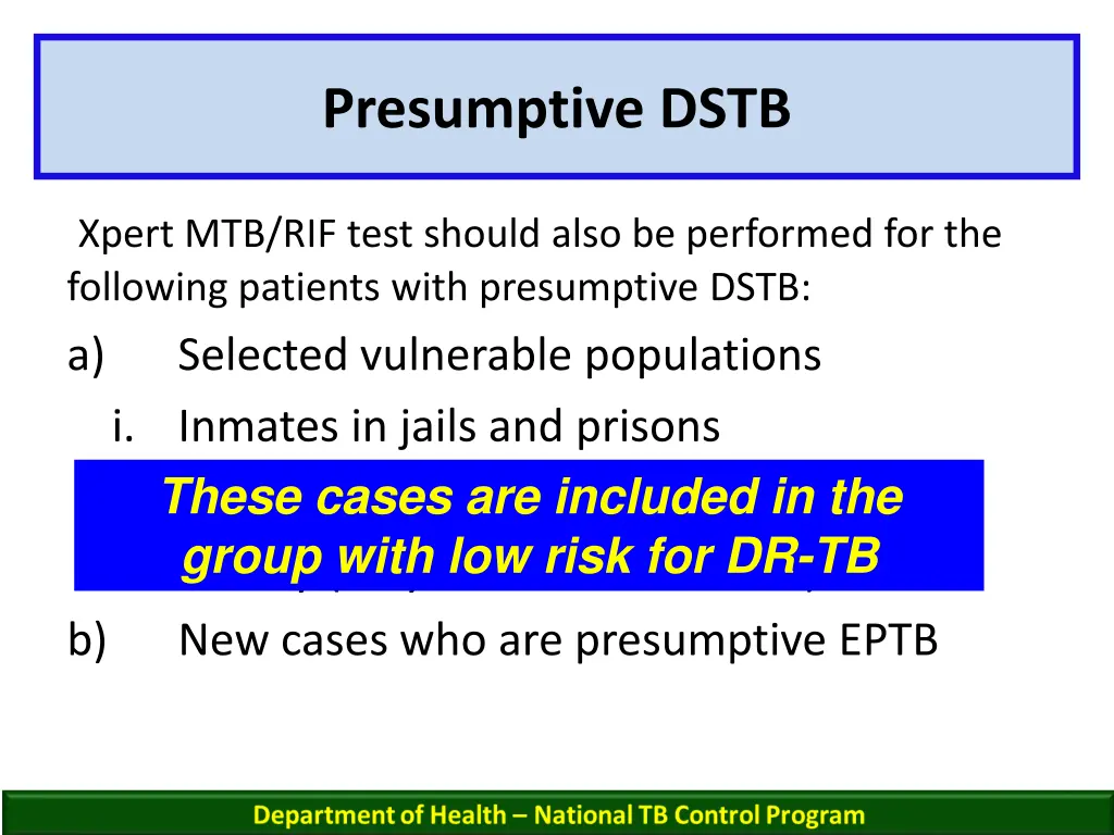 presumptive dstb