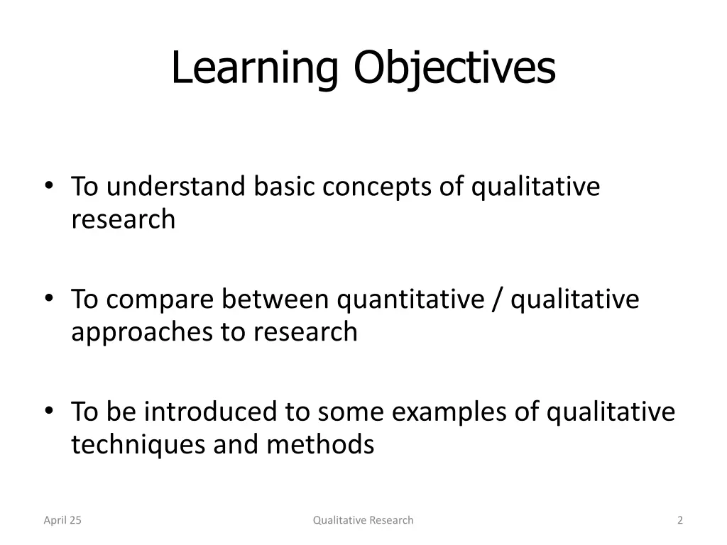 learning objectives