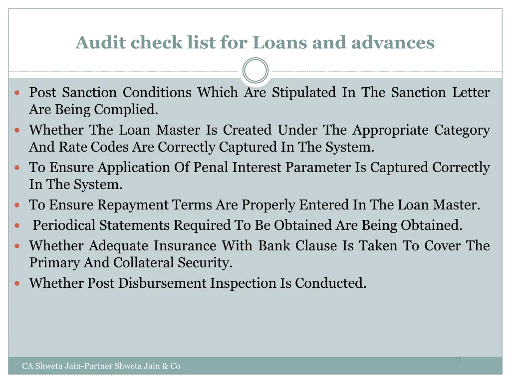 audit check list for loans and advances 1