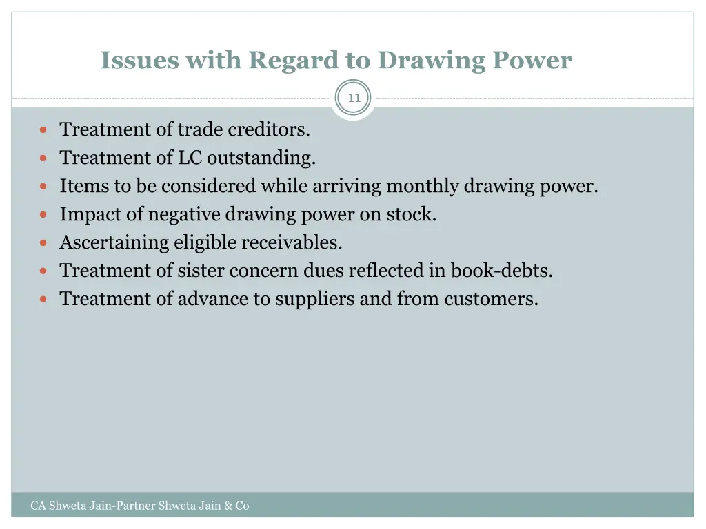issues with regard to drawing power