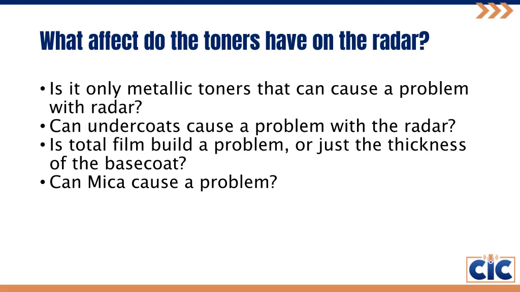 what affect do the toners have on the radar