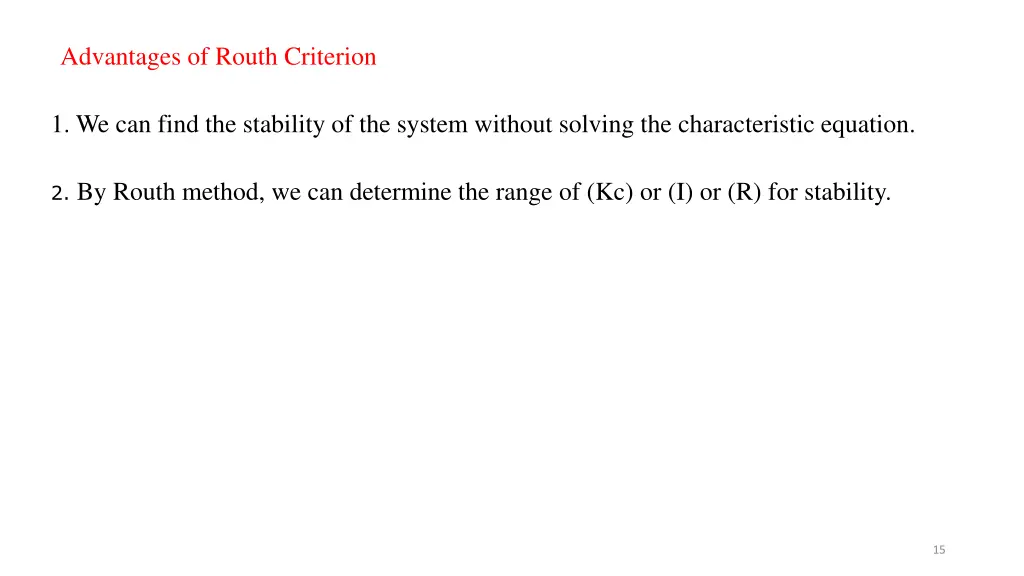 advantages of routh criterion
