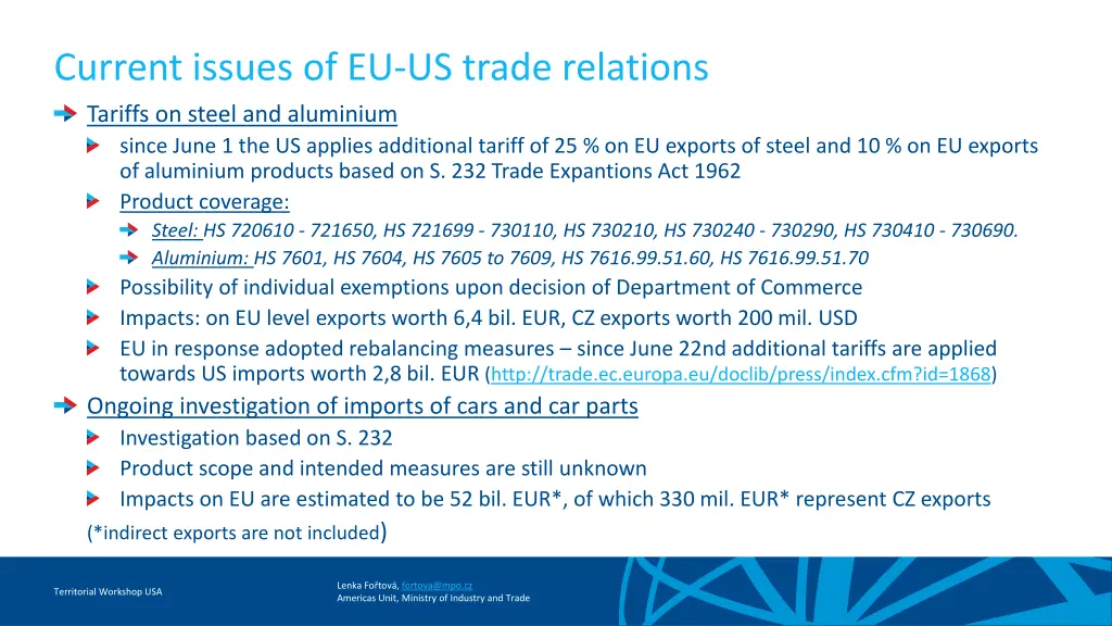 current issues of eu us trade relations tariffs
