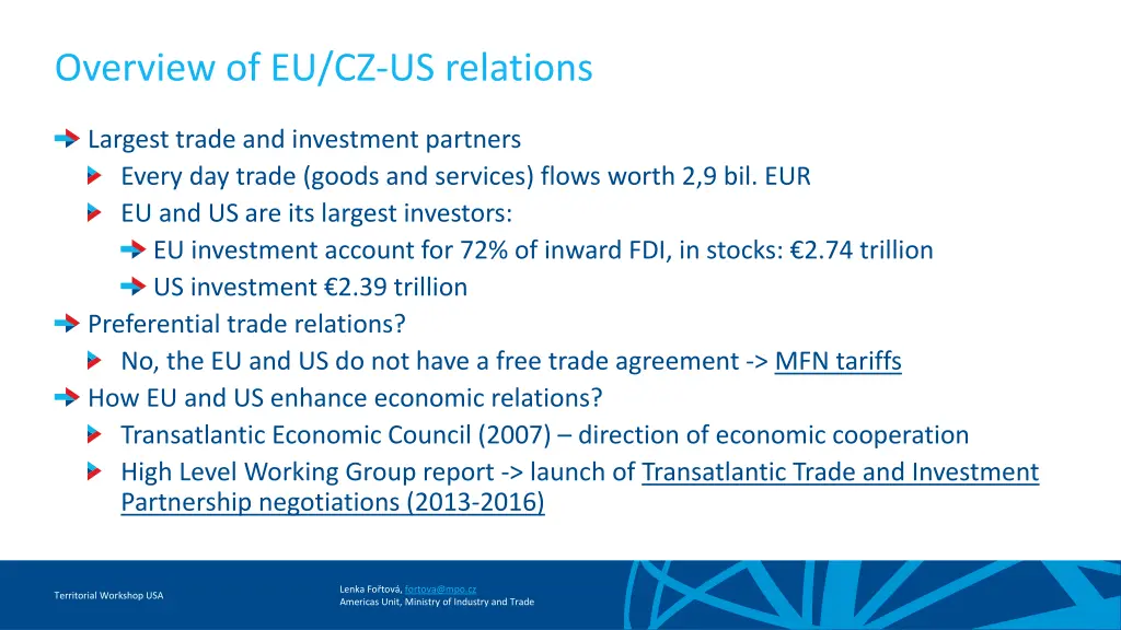 overview of eu cz us relations