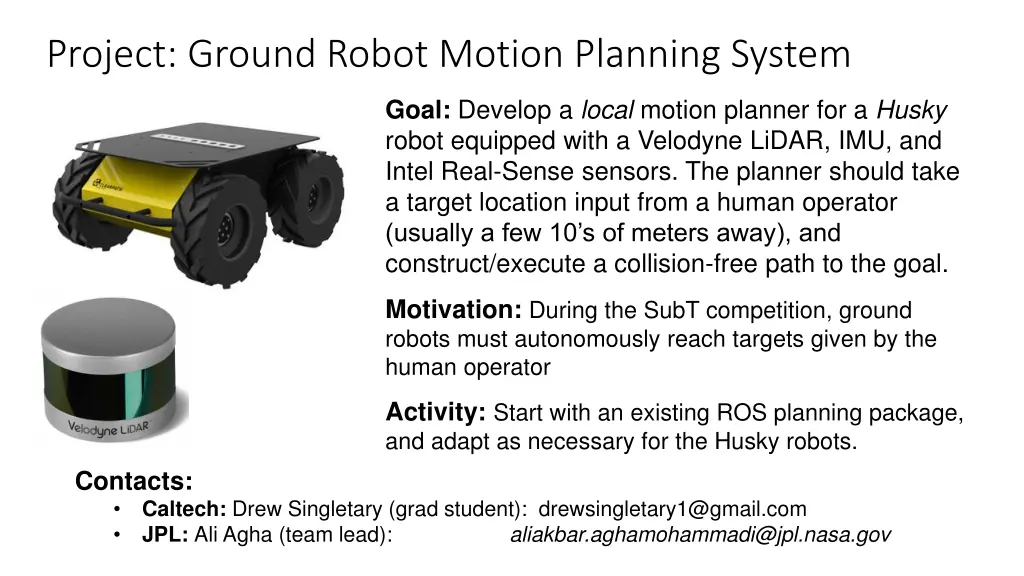 project ground robot motion planning system