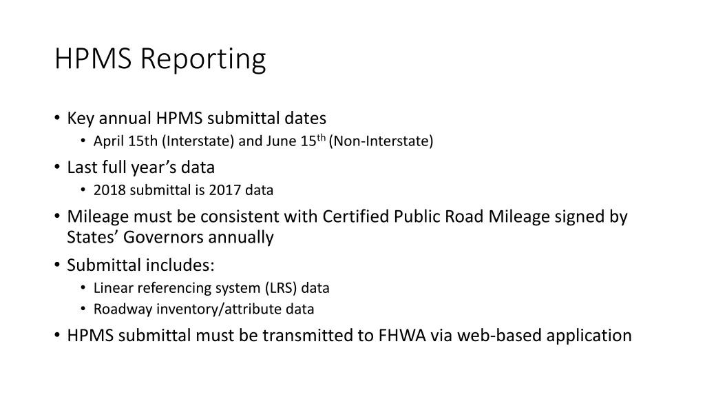 hpms reporting