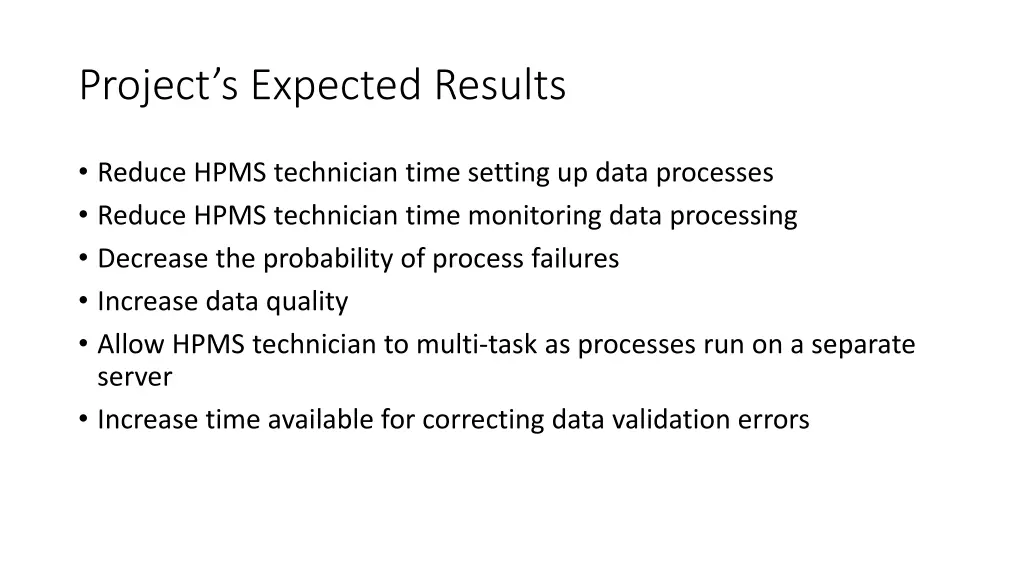 project s expected results