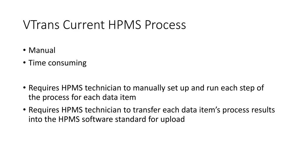 vtrans current hpms process