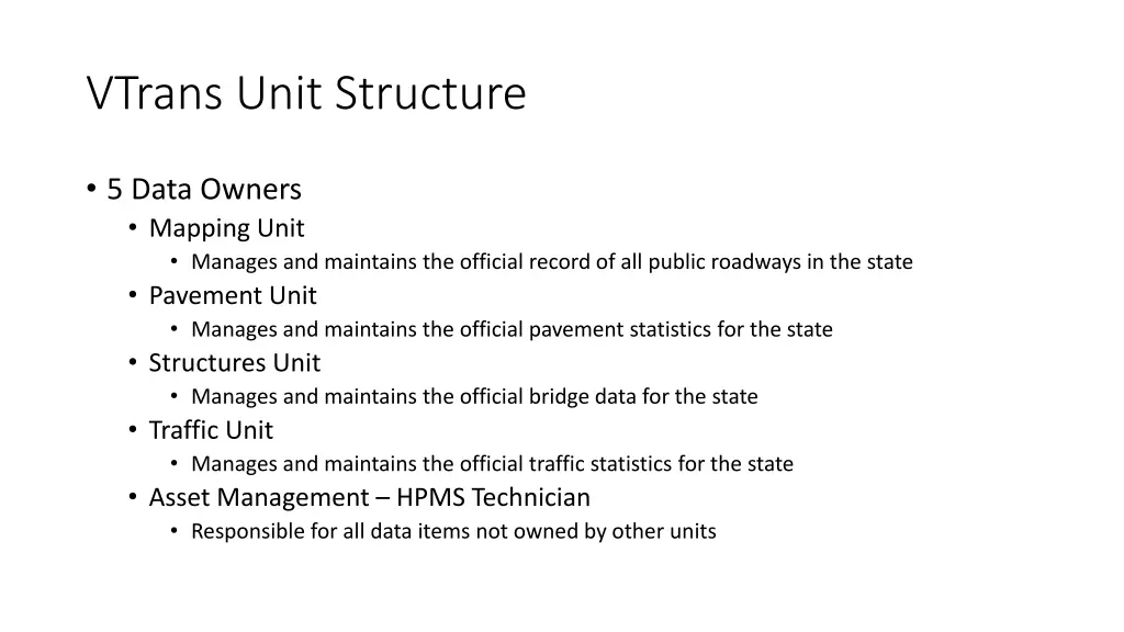 vtrans unit structure