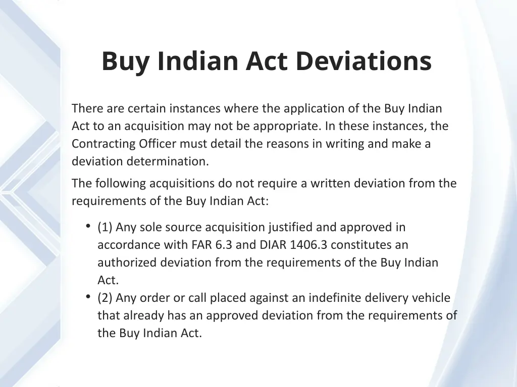 buy indian act deviations