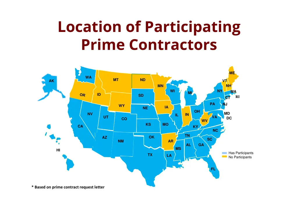 location of participating prime contractors