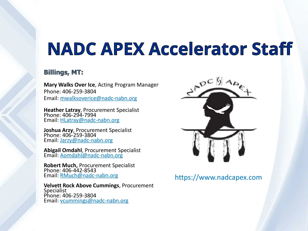 nadc apex accelerator staff