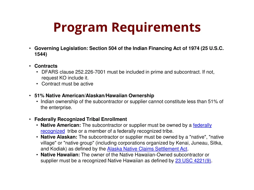 program requirements