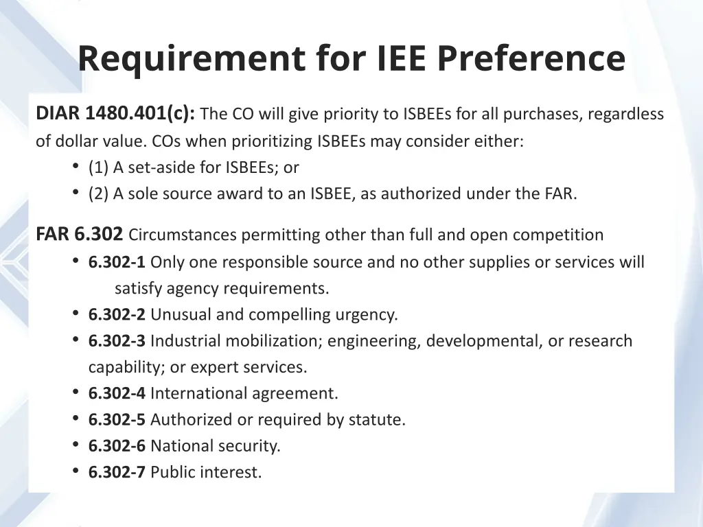 requirement for iee preference