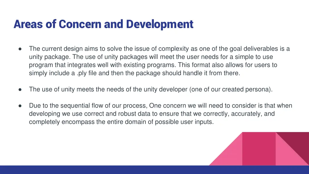 areas of concern and development