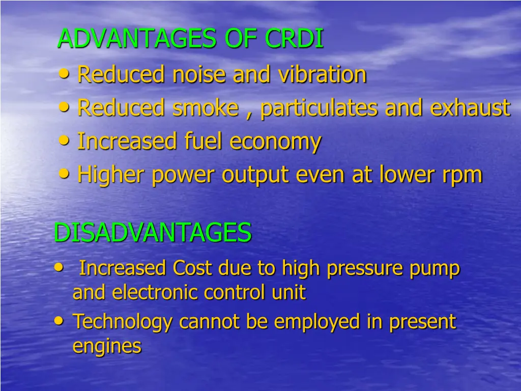 advantages of crdi reduced noise and vibration