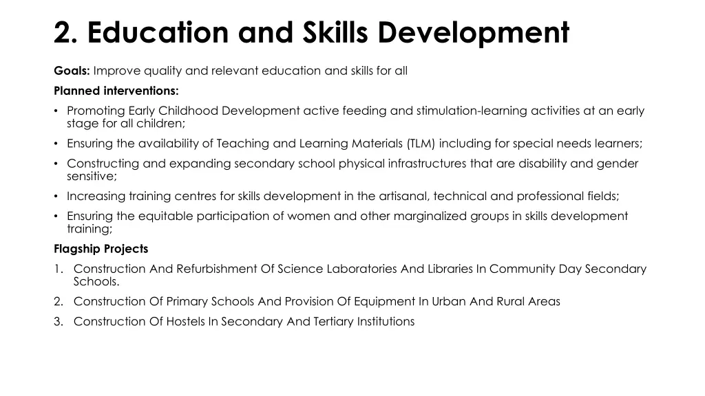 2 education and skills development