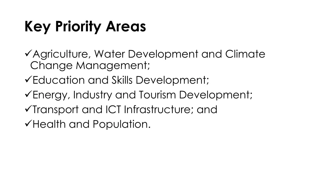key priority areas