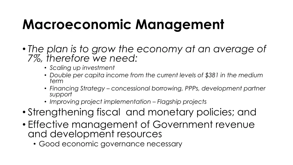 macroeconomic management