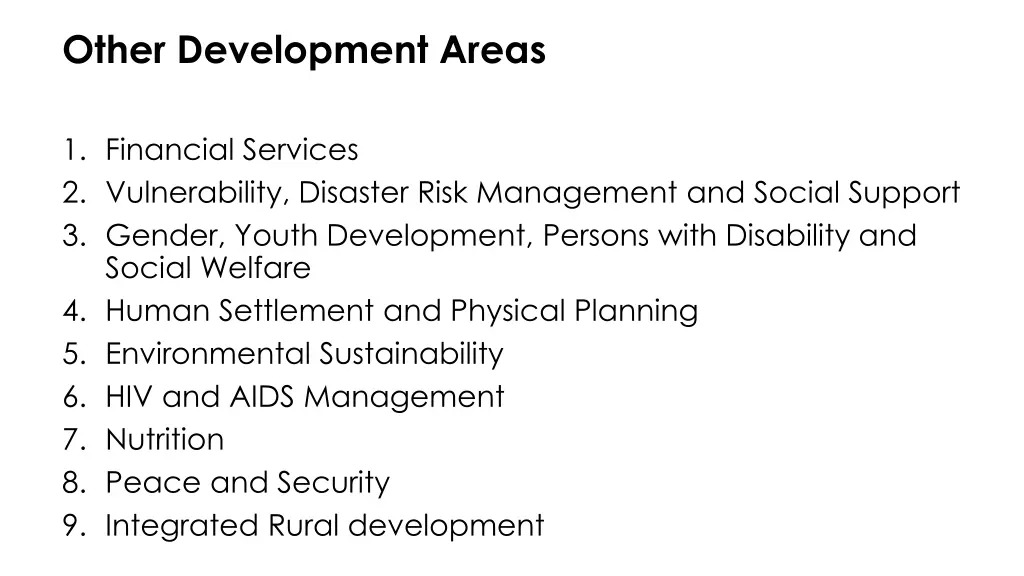 other development areas