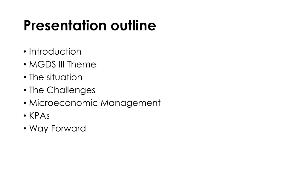 presentation outline