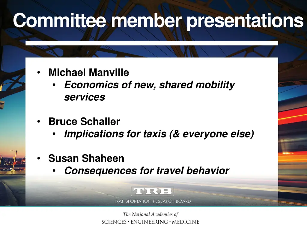 committee member presentations