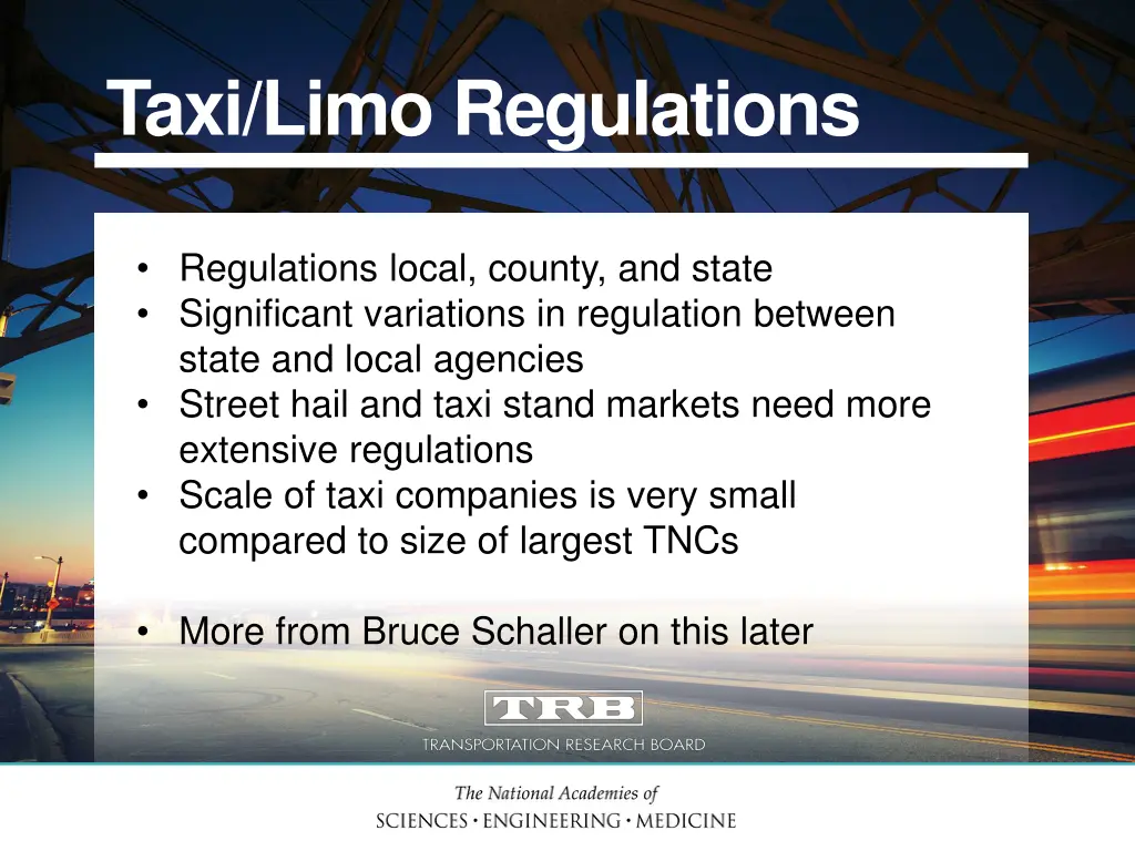 taxi limo regulations