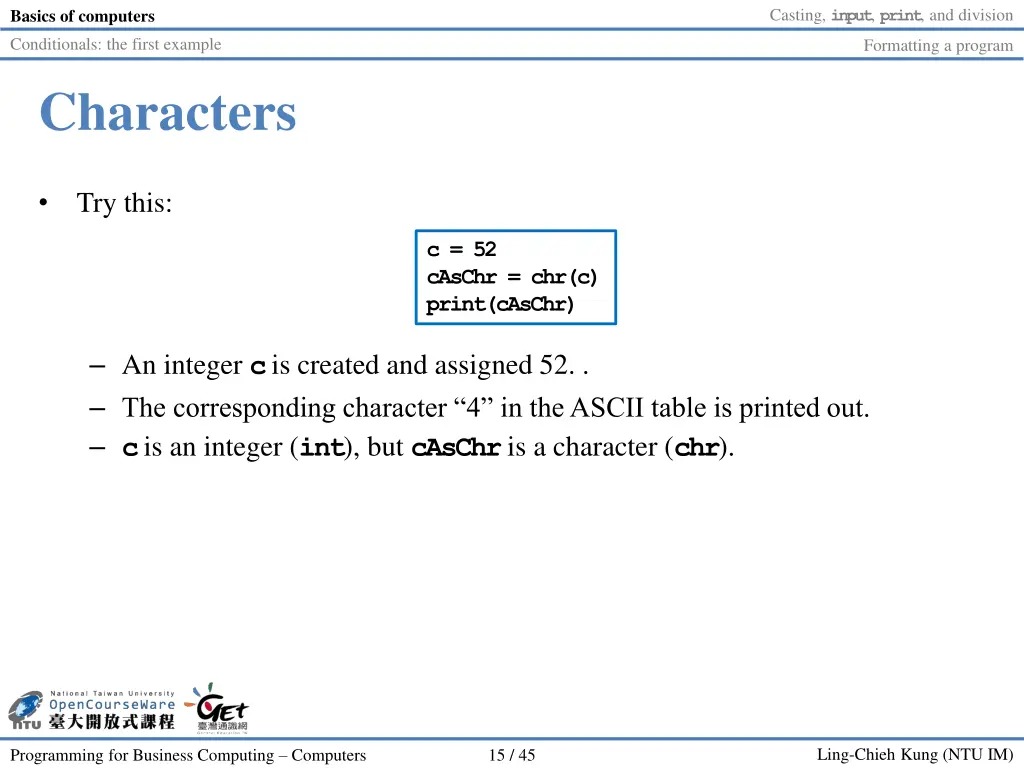 casting input print and division 14