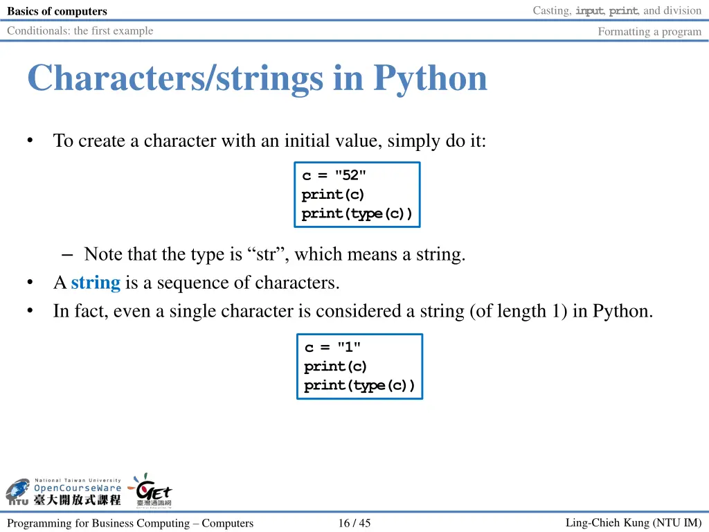 casting input print and division 15