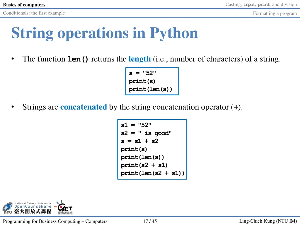casting input print and division 16