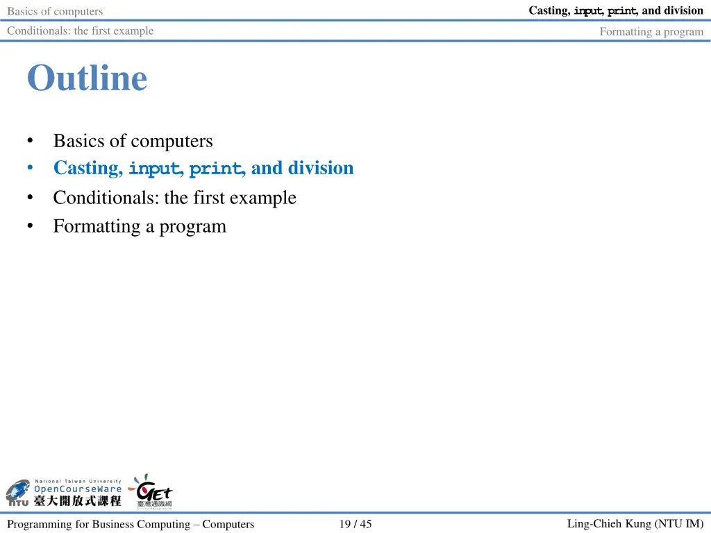 casting input print and division 18