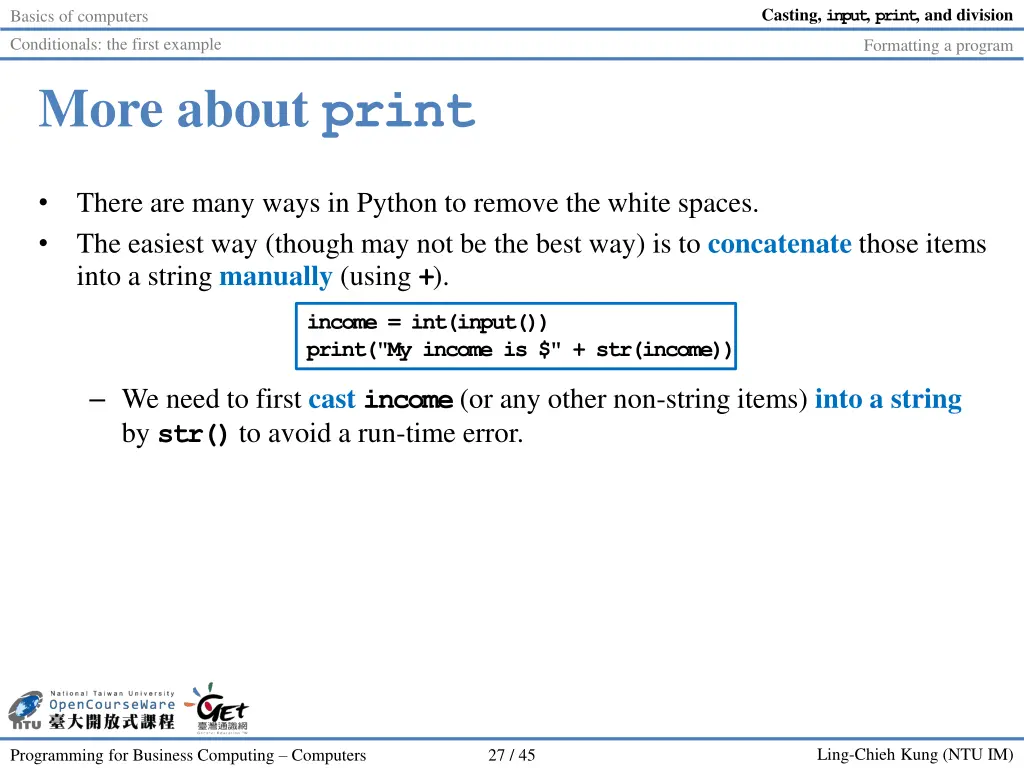 casting input print and division 26