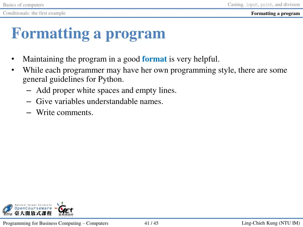 casting input print and division 40