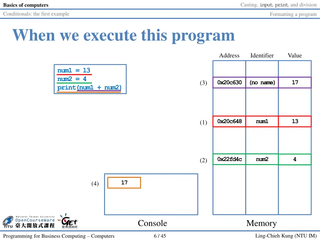 casting input print and division 5