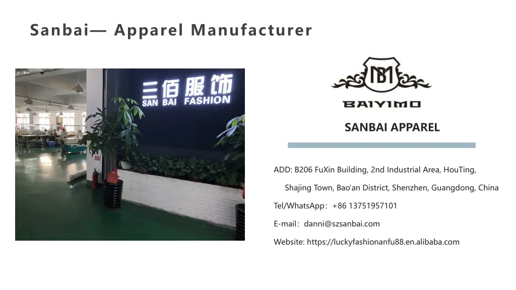 sanbai apparel manufacturer