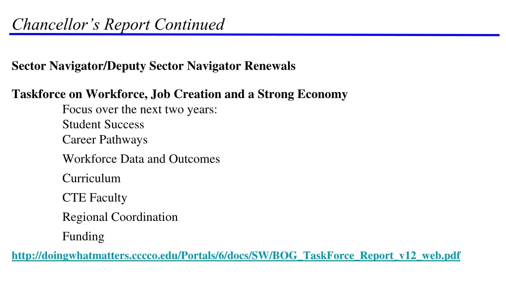 chancellor s report continued 2