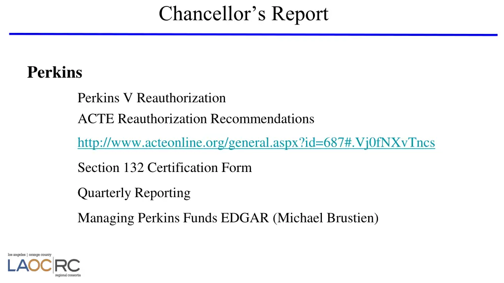 chancellor s report
